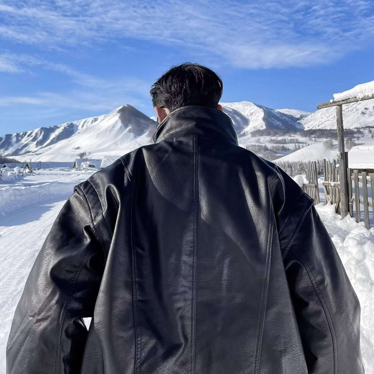 Lapel Casual Handsome Loose Motorcycle Leather Jacket Coat - globaltradeleader