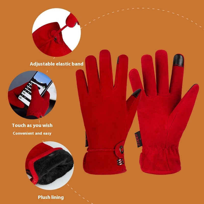 Genuine Leather Gloves Autumn-winter Warm And Thickening Non-slip Touch Screen Fashion - globaltradeleader