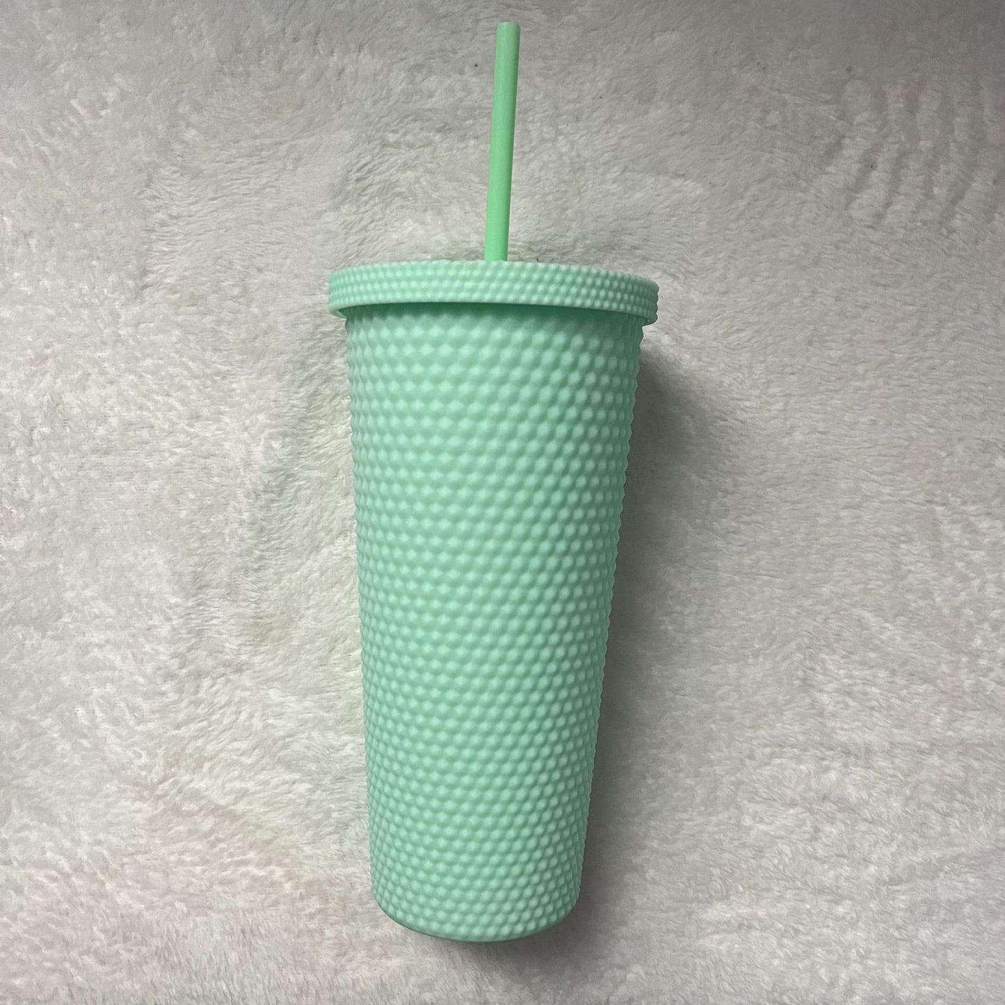 Outdoor Plastic Double Frosted Mug With Straw