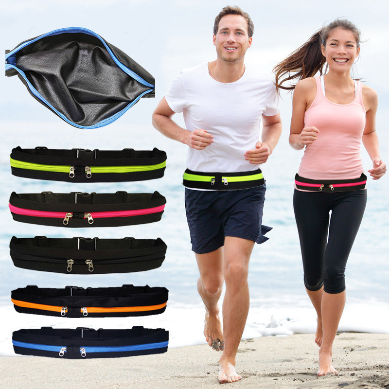 Sports Waist Bag With Double Pocket Slim Zip Running Phone Belt Bags - globaltradeleader