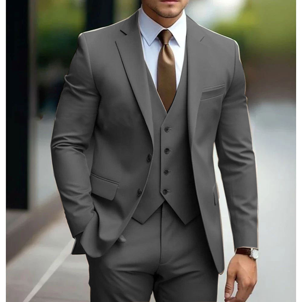 Business Casual Men's Three-piece Suit For Bridegroom Men's Wedding - globaltradeleader