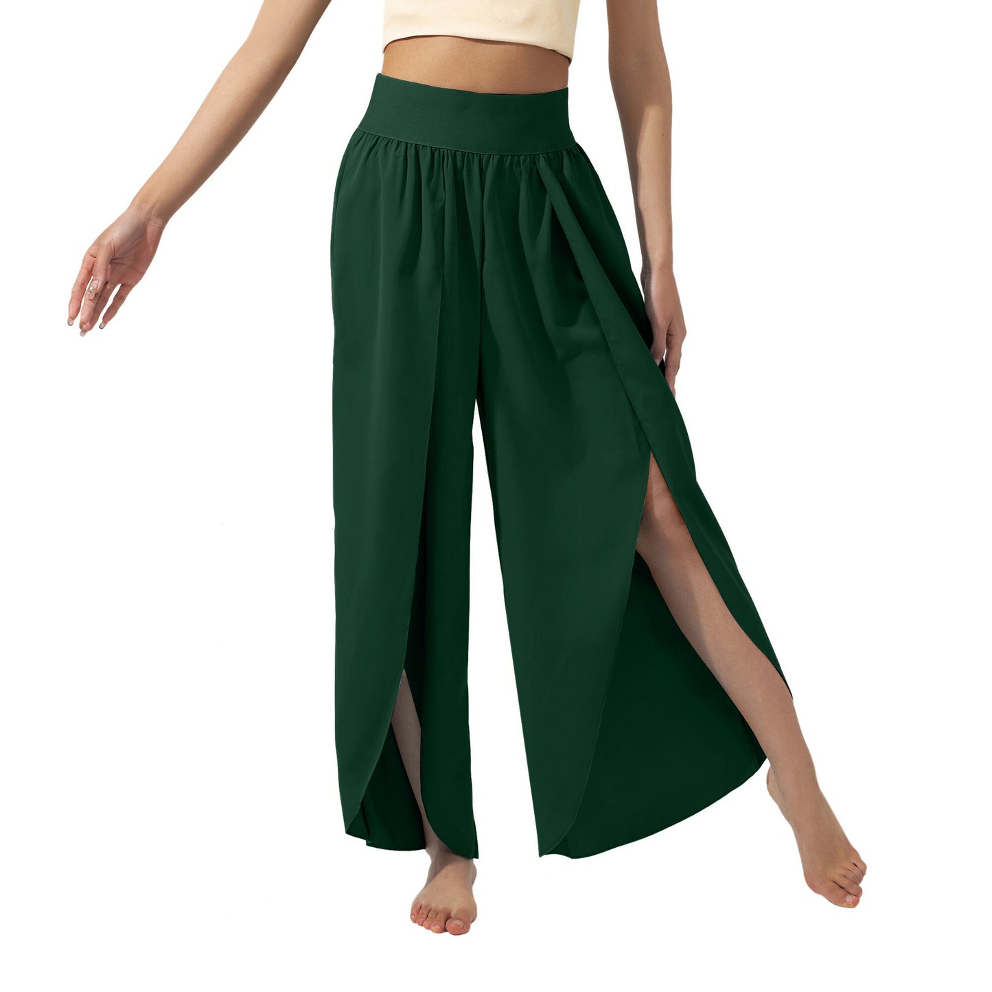 Women's Fashionable All-match Slimming High Waist Slit Yoga Pants - globaltradeleader