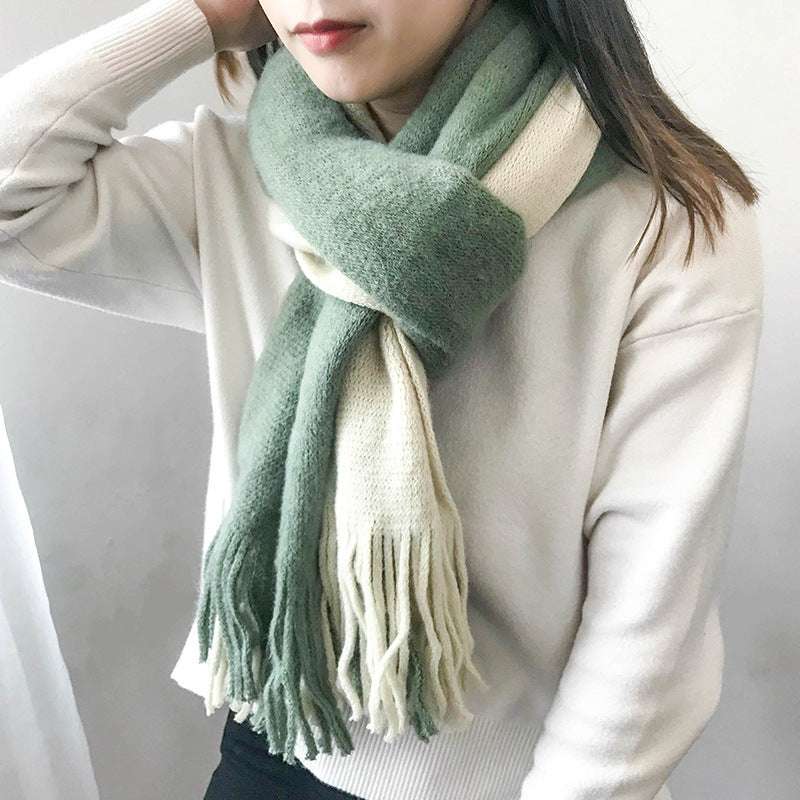 Men's And Women's Korean-style Cashmere Color Matching Scarf Solid Color Shawl - globaltradeleader