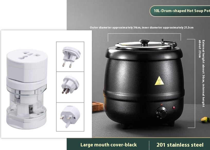 Stainless Steel Insulation Pot Porridge Bucket Hotel Soup Pot Electric Heating Soup Pot - globaltradeleader