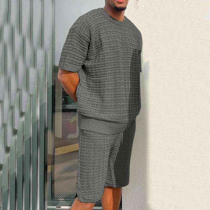 Men's Summer Suit Fashion Loose Men 2 Pieces Outfit Summer Hippie Shirt And Short Set - globaltradeleader