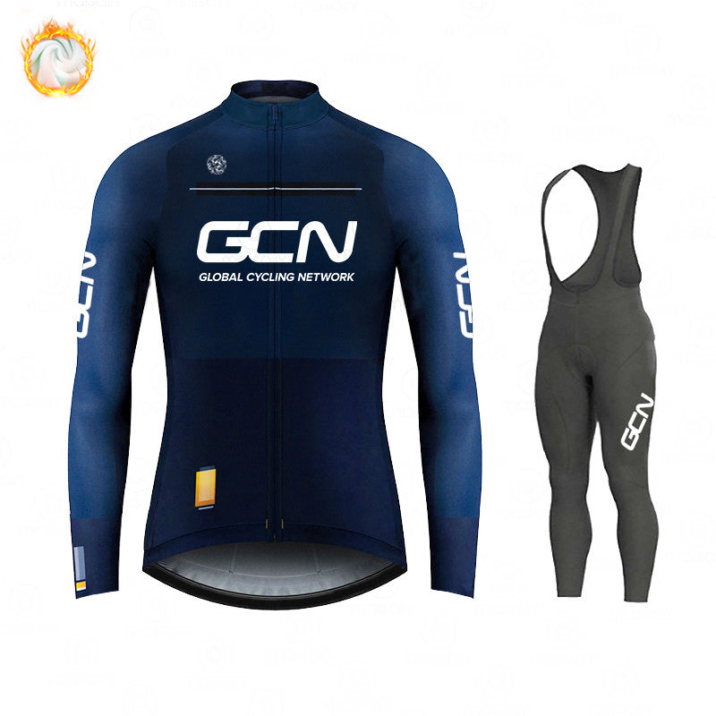 GCN Fleece Long Sleeve Cycling Jersey Cycling Jersey Running MTB Winter New Series