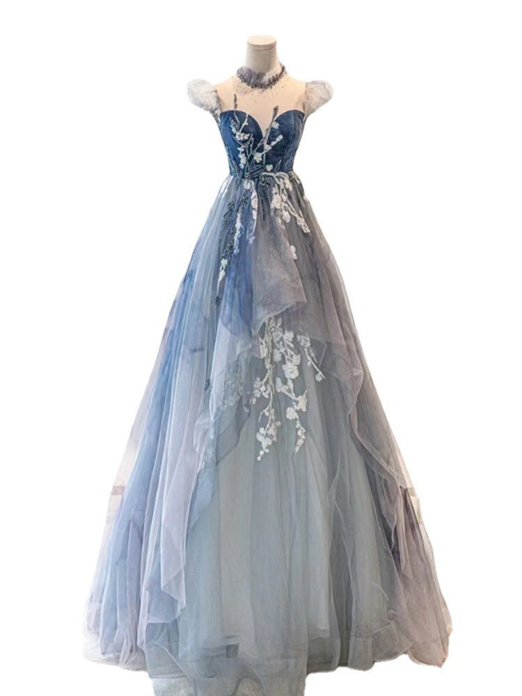 Blue Evening Dress Elegant Socialite - globaltradeleader