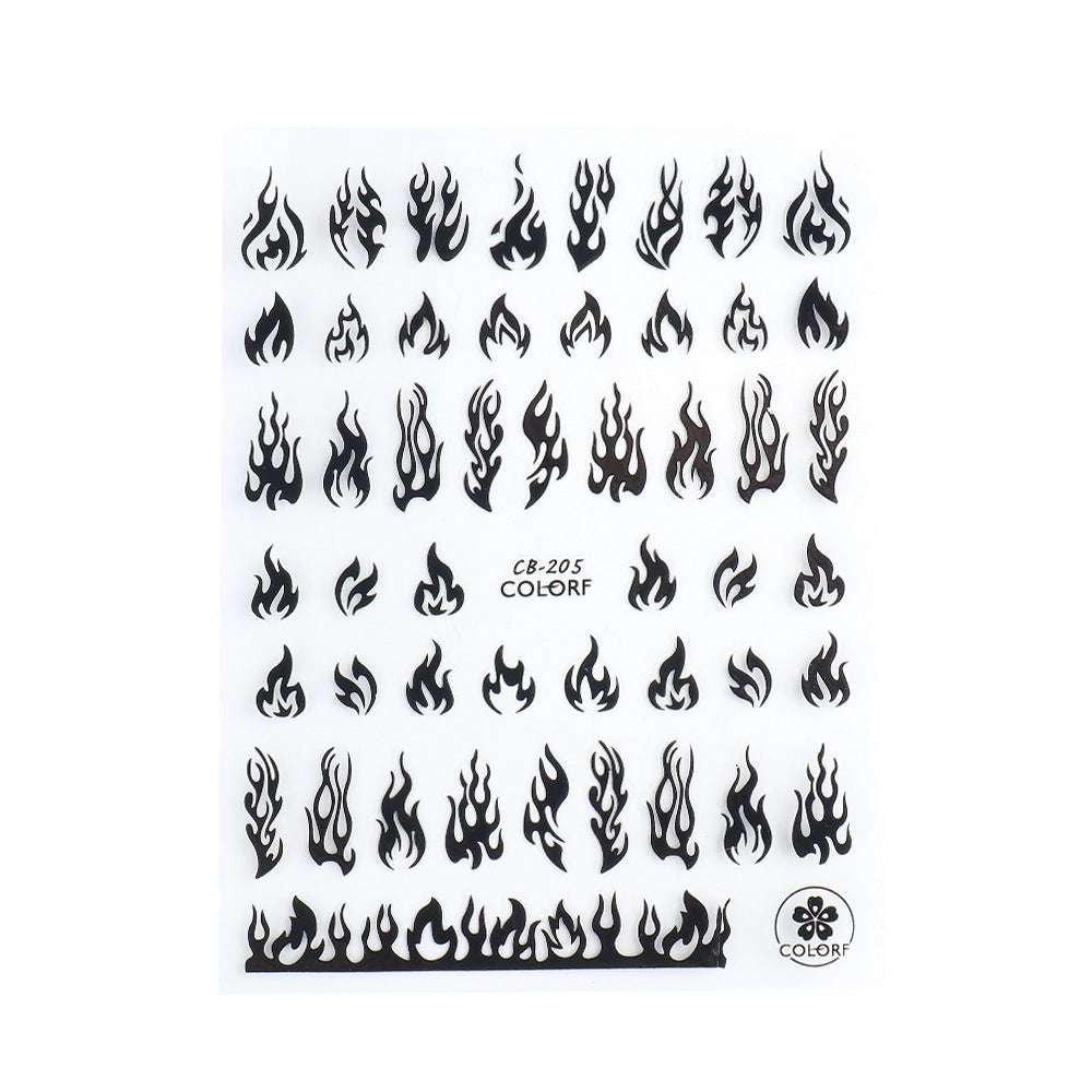 Black And White Gold And Silver Flame Series Nail Stickers