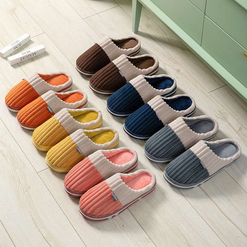 Unisex Winter Slippers Corduroy Shoes Couples Bedroom Slippers Women Men - globaltradeleader