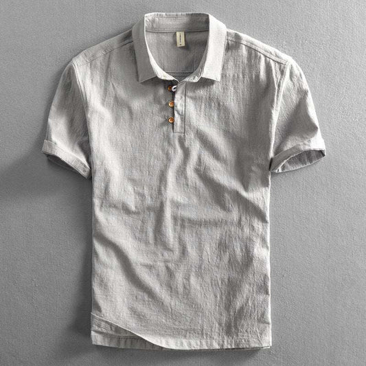 Spring And Summer Men's Linen Shirt Slim Pullover Short Sleeve Shirt Half Sleeve Retro Shirt Lonely Sail - globaltradeleader