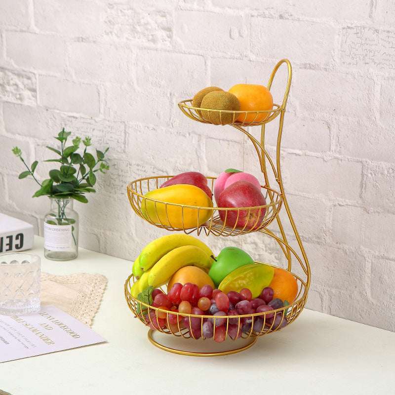 Three-layer Double-layer Fruit Bowl, Living Room Household Light Luxury Fruit Plate - globaltradeleader