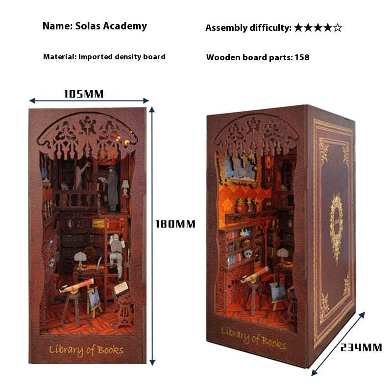 Creative Bookend Wooden Assembled Model Diy Scene Cottage - globaltradeleader