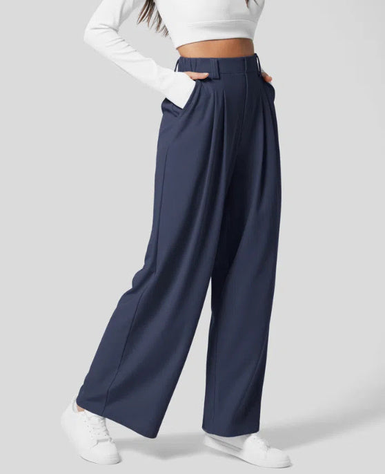 High Waist Straight Loose-fit Tappered Trousers Casual Simple - globaltradeleader