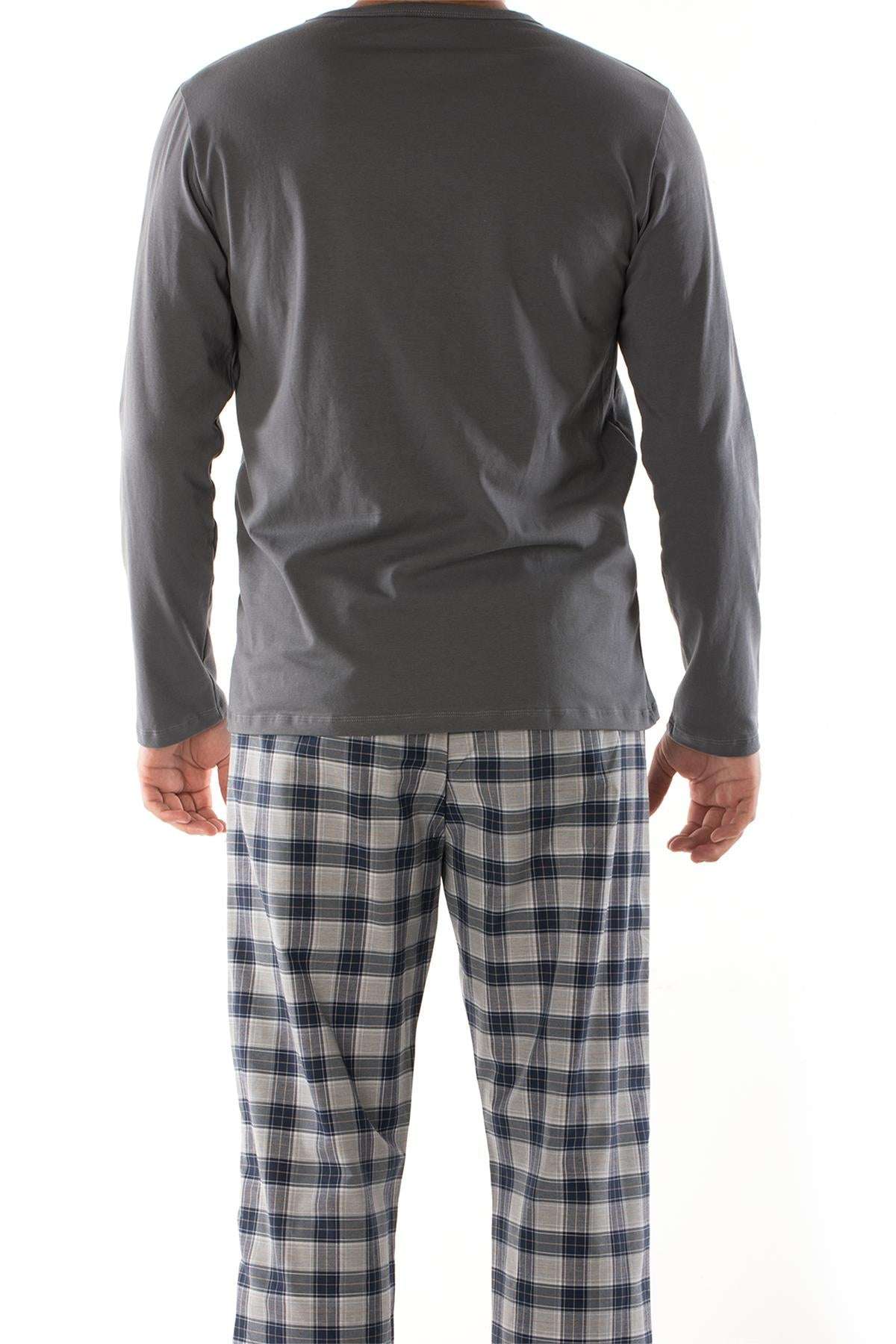 Casual Long-sleeved Men's Cotton Pajamas Suit