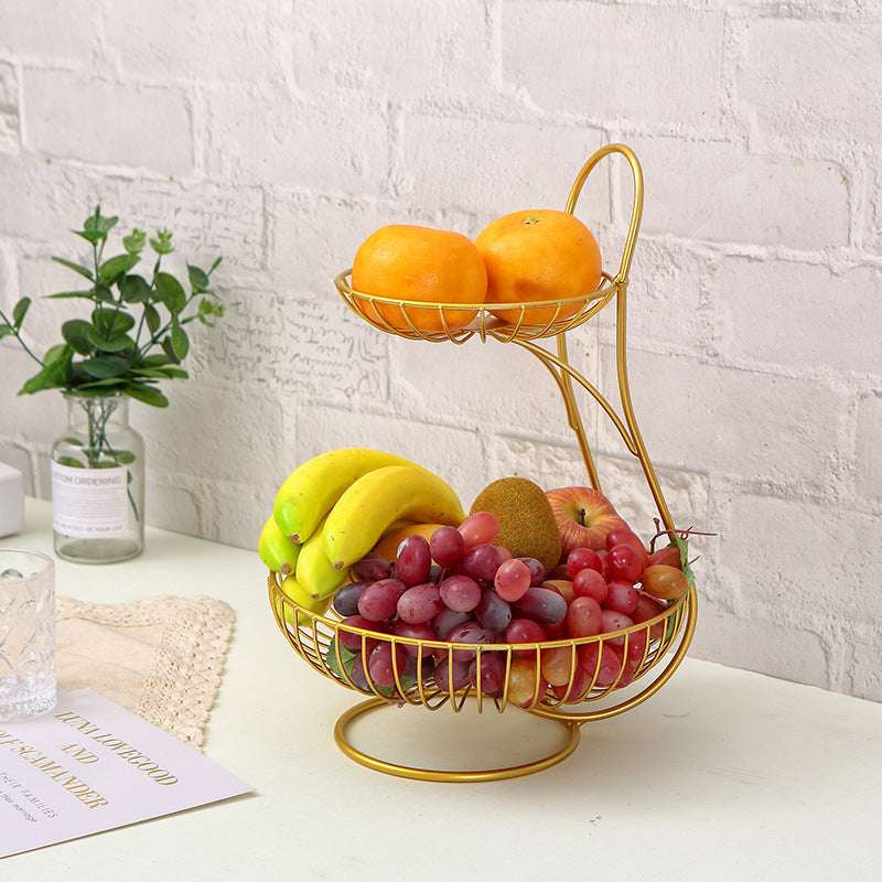 Three-layer Double-layer Fruit Bowl, Living Room Household Light Luxury Fruit Plate - globaltradeleader