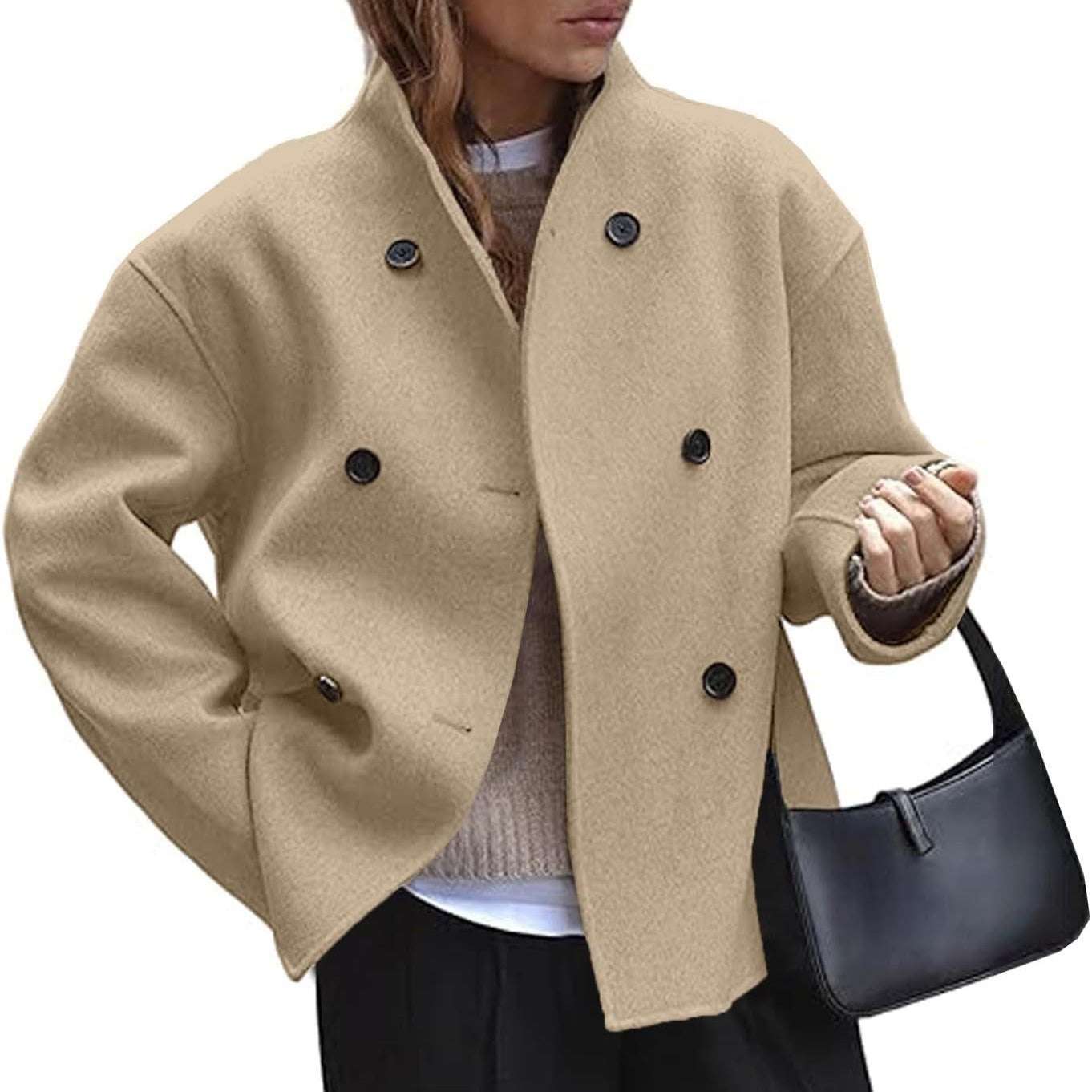 Fashion Three-row Button Short Plaids And Tweedst Coat Double-faced Woolen Goods For Autumn And Winter - globaltradeleader