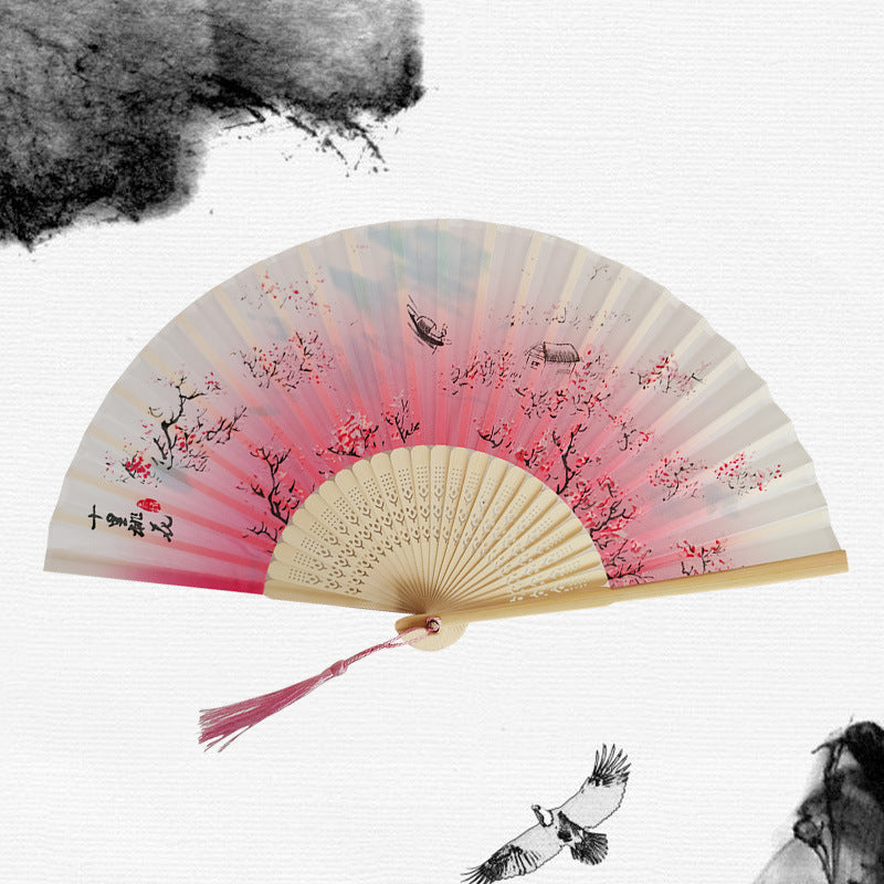 Folding Fan Bamboo Ancient Style Han Chinese Clothing Chinese Style Small Fan