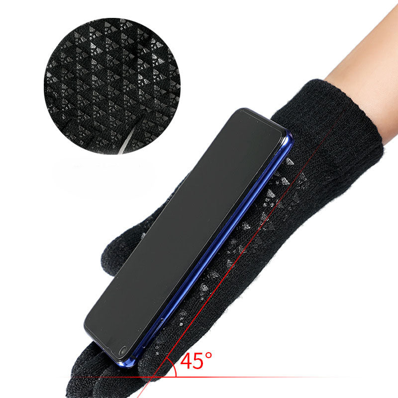 Winter Knitted Gloves For Men And Women Warm Cycling Anti-Cold Anti-Slip Triangular Offset Warm Gloves - globaltradeleader