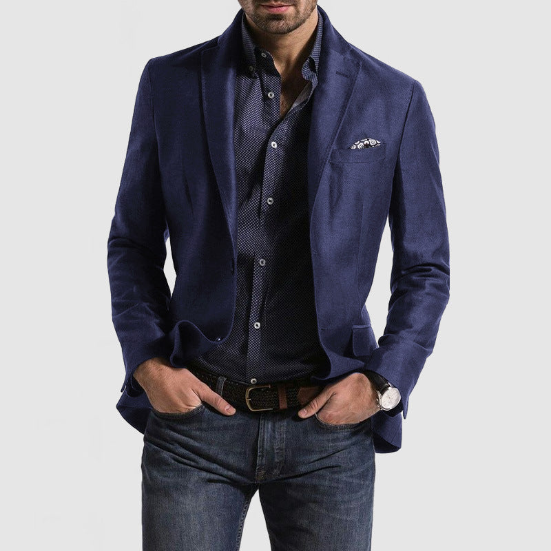 Men's Loose Solid Color Double Button Suit Jacket - globaltradeleader