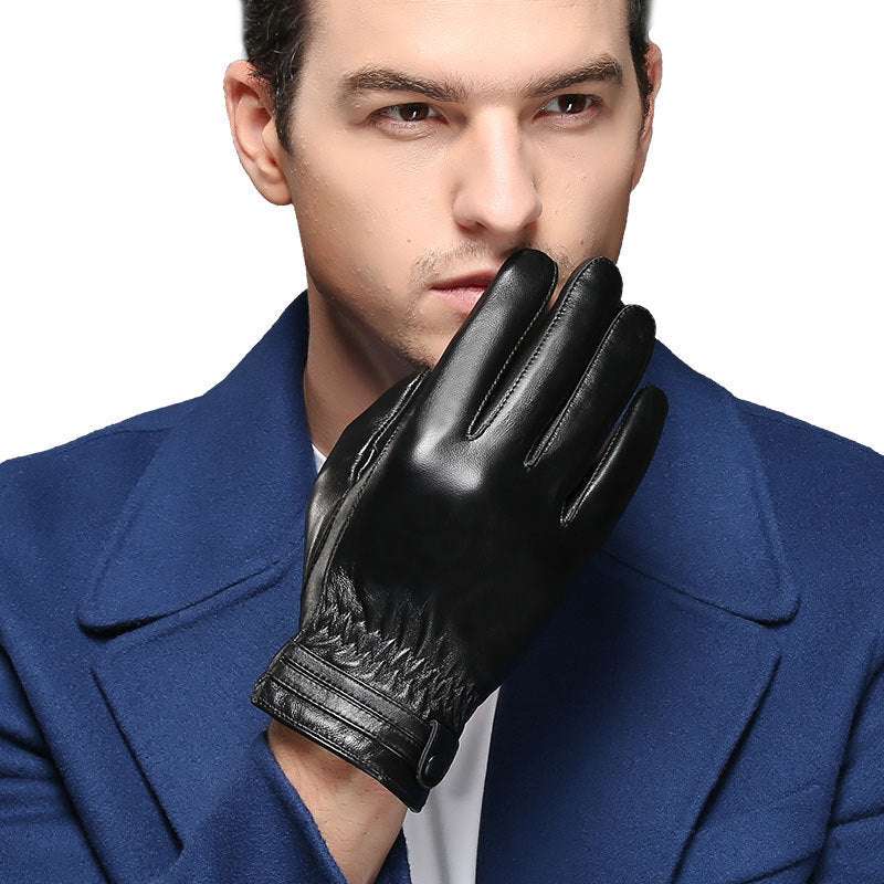 Winter Men's Warmth Plus Fleece Thickened PU Leather Gloves - globaltradeleader