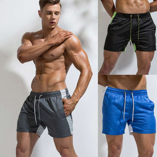 Colorblock Sports Running Shorts, Seaside Quick-drying Five-point Beach Shorts - globaltradeleader