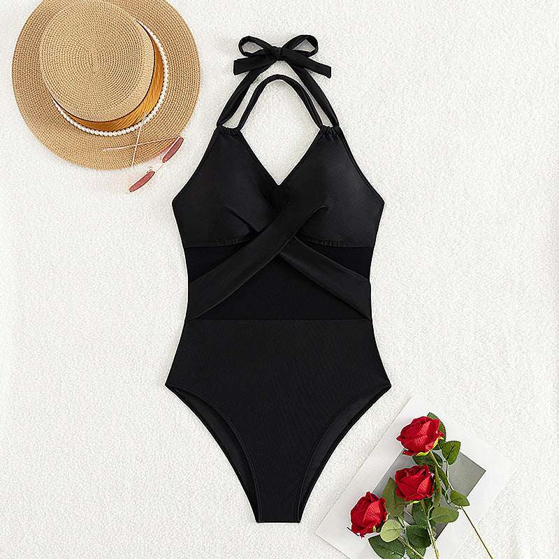 New Fashion One-piece Swimsuit Solid Color - globaltradeleader