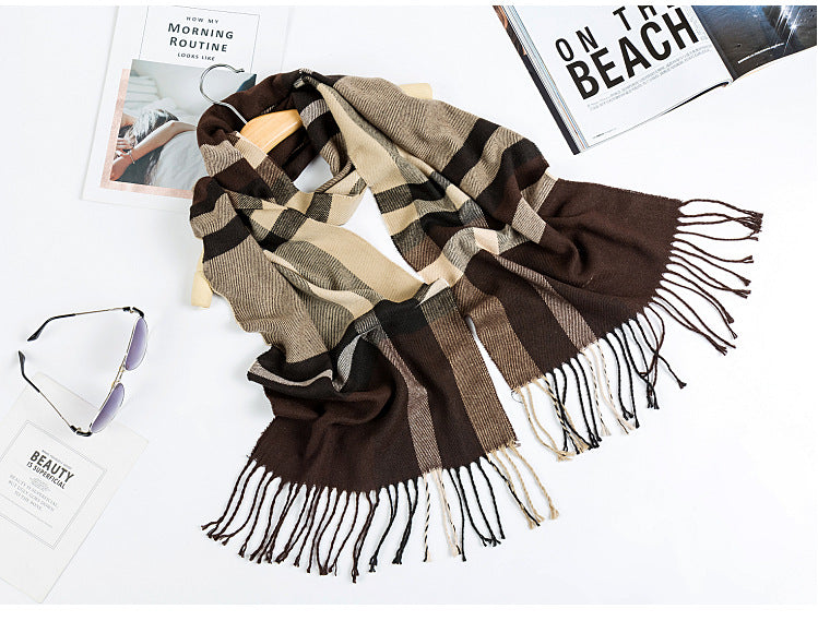 All-match Simple Men's Plaid Warm Scarf