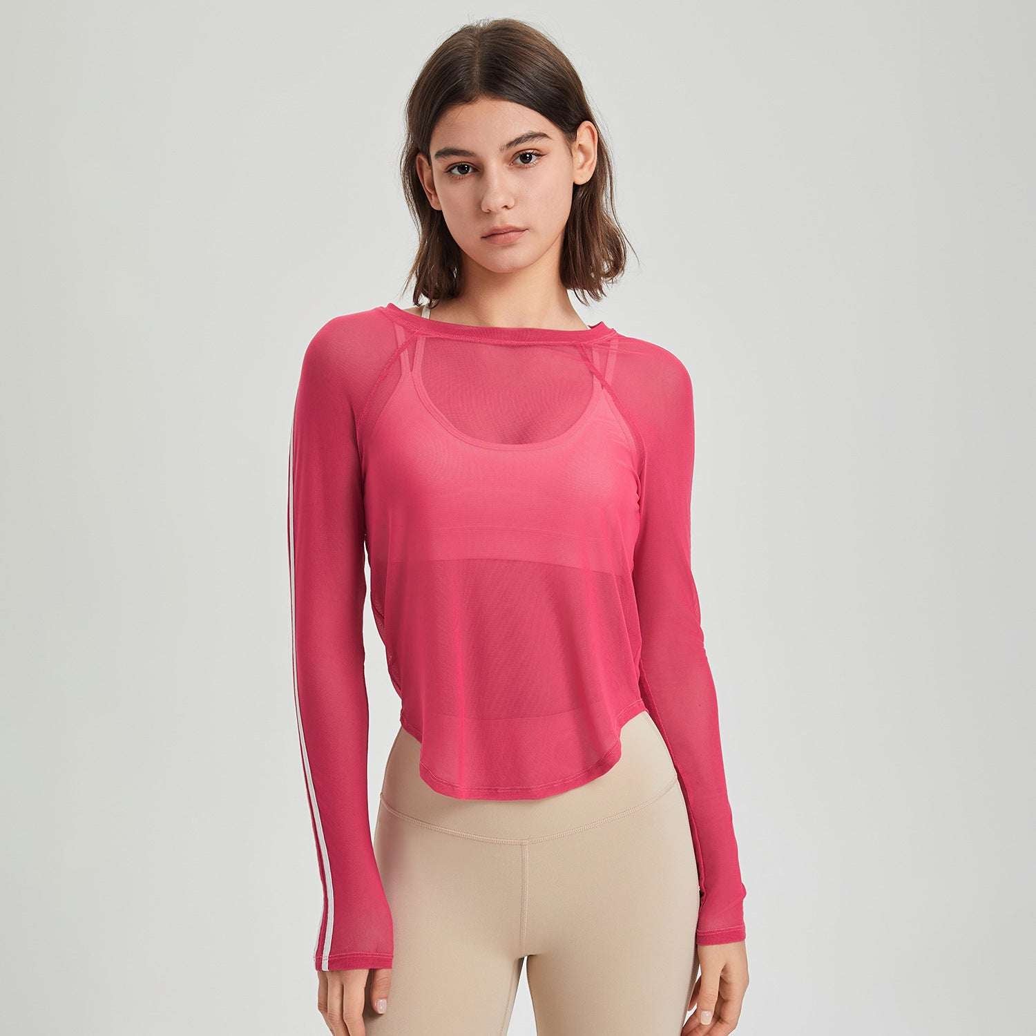 Sports T-shirt Mesh Quick-drying Long Sleeve Slim Fit Breathable Running Fitness Top Yoga Clothes Blouse - globaltradeleader