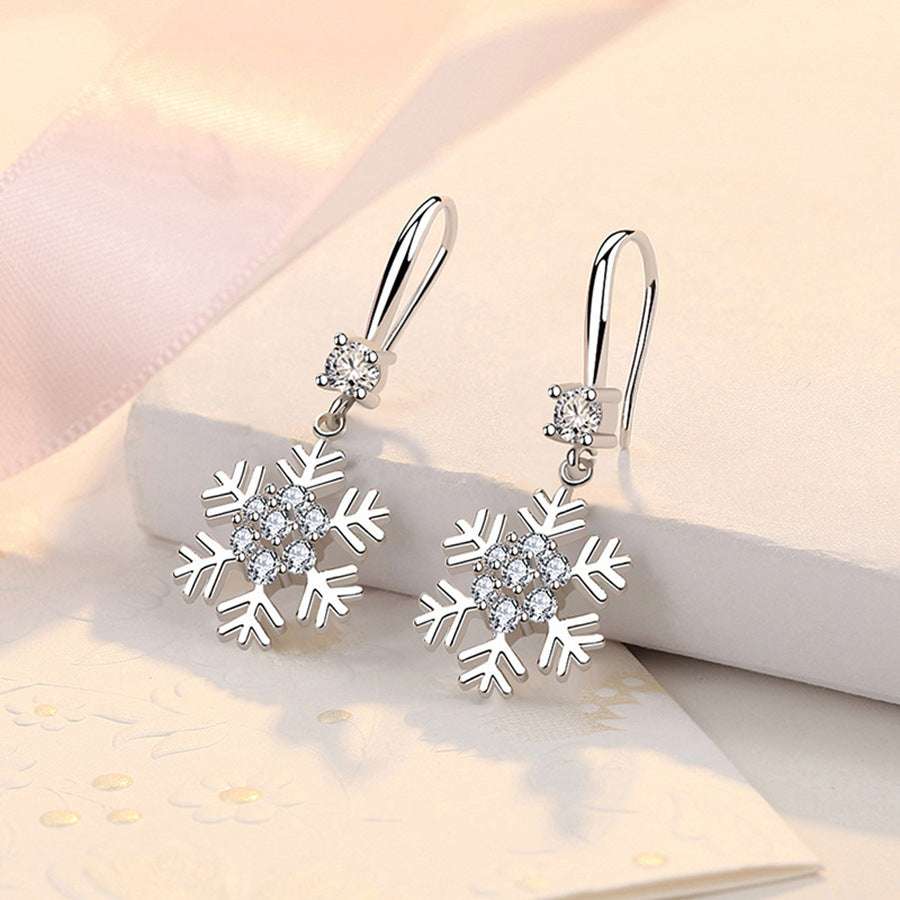 Temperament Snowflake Earrings With Rhinestones Fashion Personalized Christmas Earrings For Women Jewelry - globaltradeleader