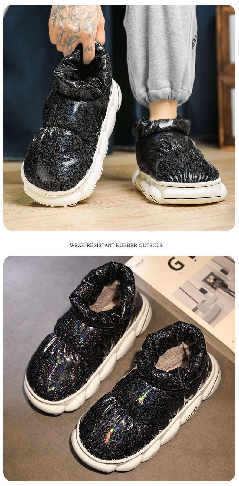 Cotton Slippers Men Can Wear Outside In Winter Plus Velvet Warm Shoes - globaltradeleader