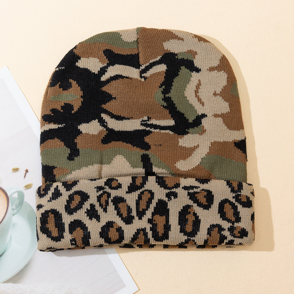 Camo Leopard Pattern Fashion Outdoor Autumn And Winter Warm Printing Women's Hat