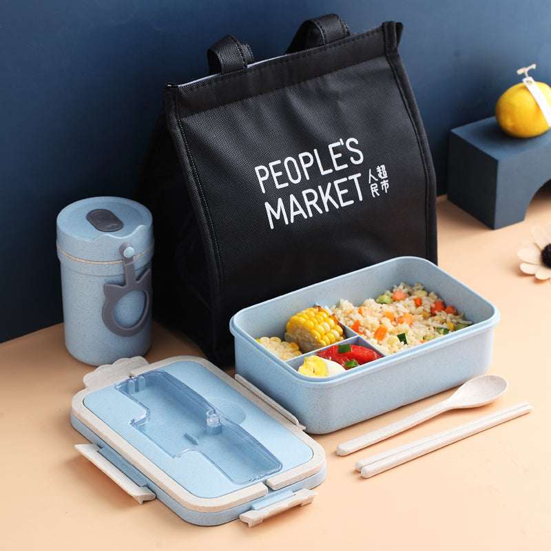 Portable Microwave Wheat Insulated Lunch Box With Lid