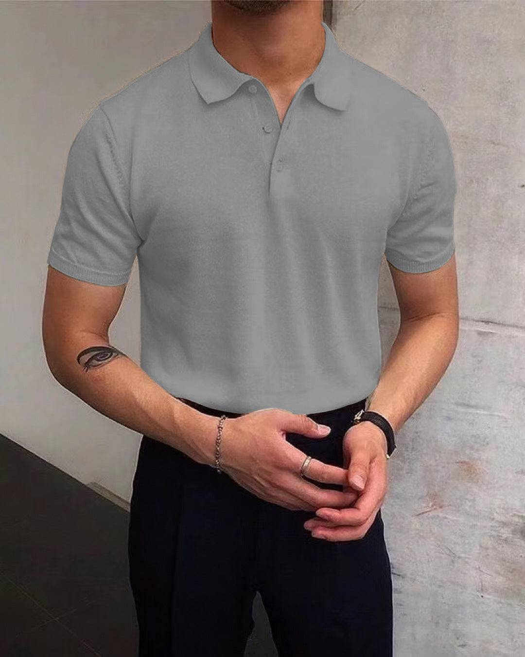 Men's Summer Lapels T-shirt Solid Color Casual - globaltradeleader