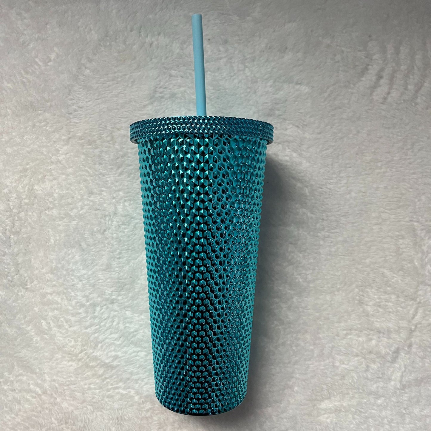 Outdoor Plastic Double Frosted Mug With Straw