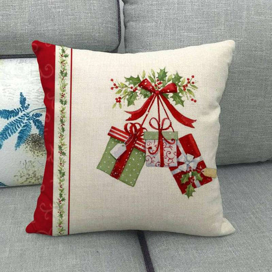 Christmas Printed Throw Pillow Car Sofa Cushion Cover Linen
