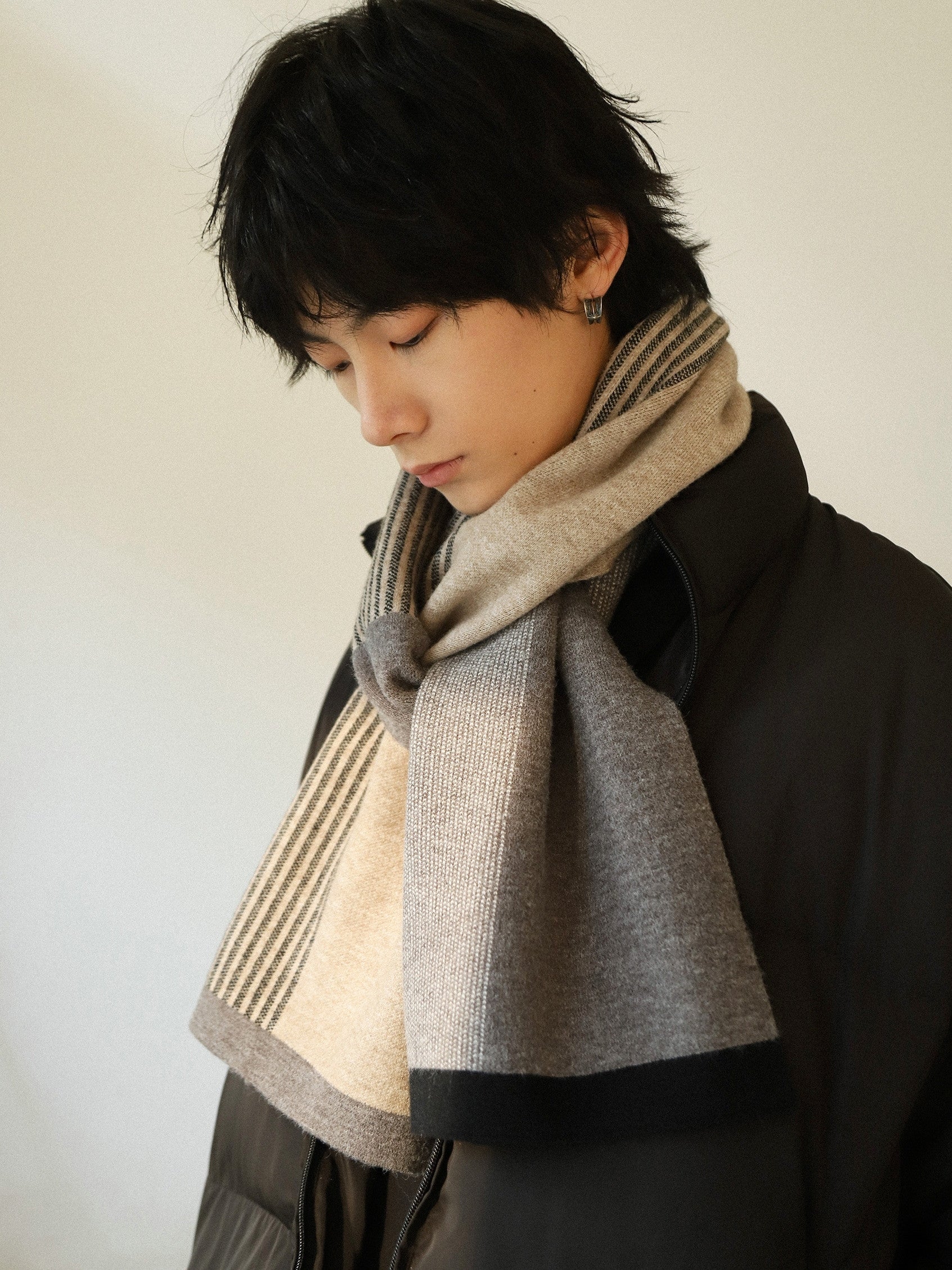 Striped Reversible Colorblock Scarf For Warmth And Thickness