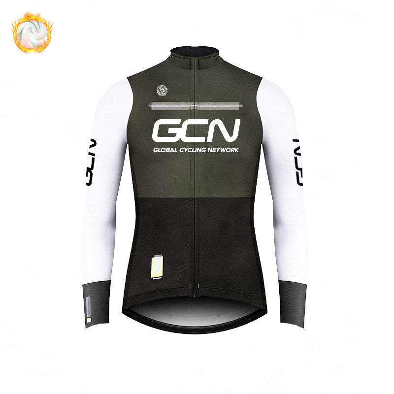 GCN Fleece Long Sleeve Cycling Jersey Cycling Jersey Running MTB Winter New Series