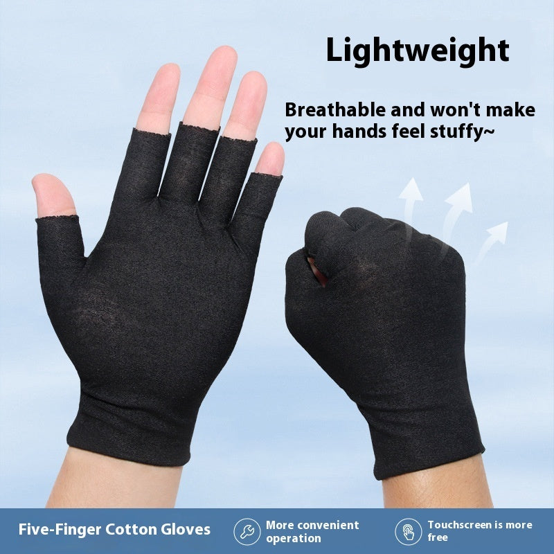 Exposed Five-finger White Cotton Gloves Half-finger And Breathable Sweat-absorbent Thin - globaltradeleader