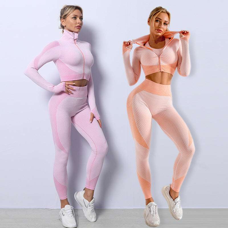 3PCS Yoga Set Seamless Sport Set Women Gym Clothing Leggings Women Crop Top Sports Bra Women Fitness Gym Set Womens Outfits Tracksuit - globaltradeleader