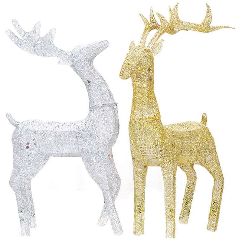 Iron Christmas Deer Sequin Light Onion Powder Deer Pulling Cart