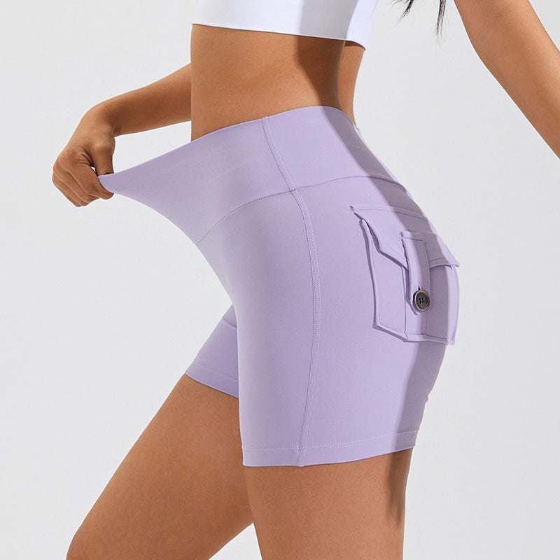 High Waist Hip Lifting Shorts With Pockets Quick Dry Yoga Fitness Sports Pants Summer Women Clothes - globaltradeleader