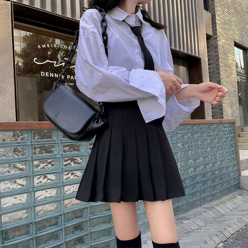 Sweet Spring And Autumn Thin Grey Skirt - globaltradeleader