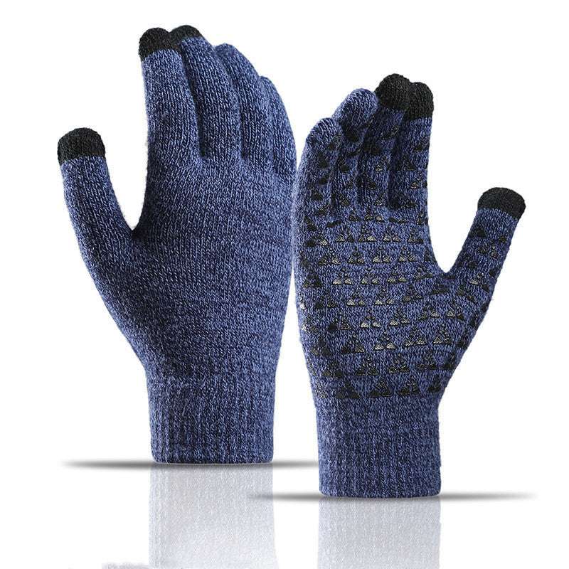 Winter Knitted Gloves For Men And Women Warm Cycling Anti-Cold Anti-Slip Triangular Offset Warm Gloves - globaltradeleader