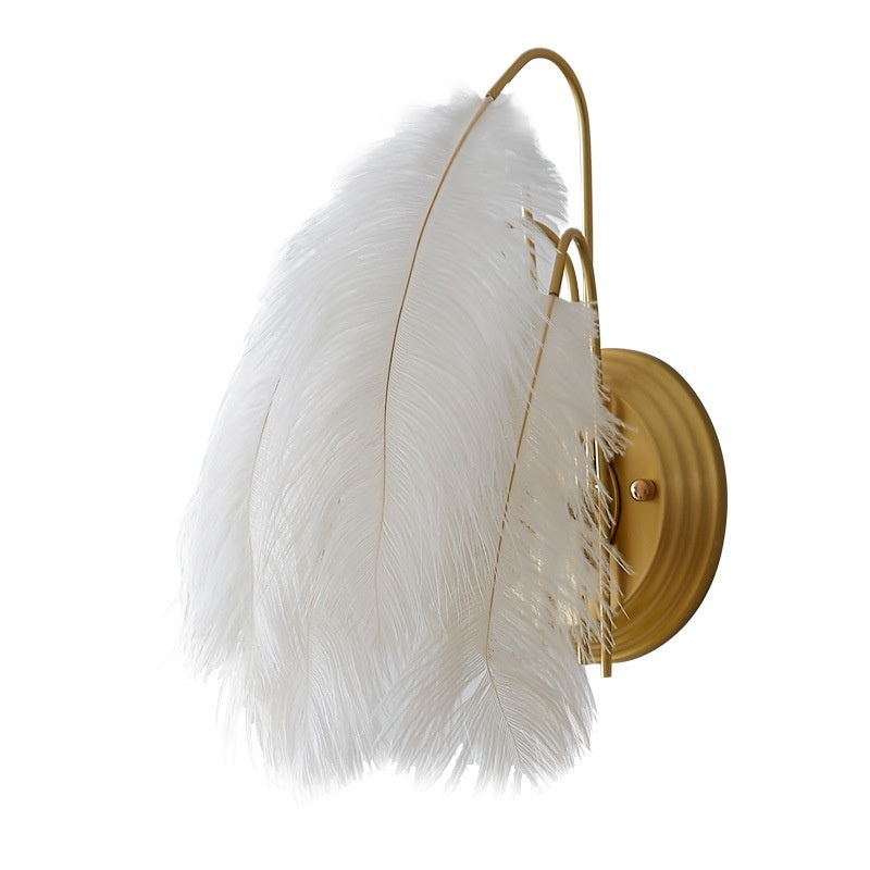 Nordic Feather Wall Lamp Modern Minimalist Ins Girl Princess Room - globaltradeleader