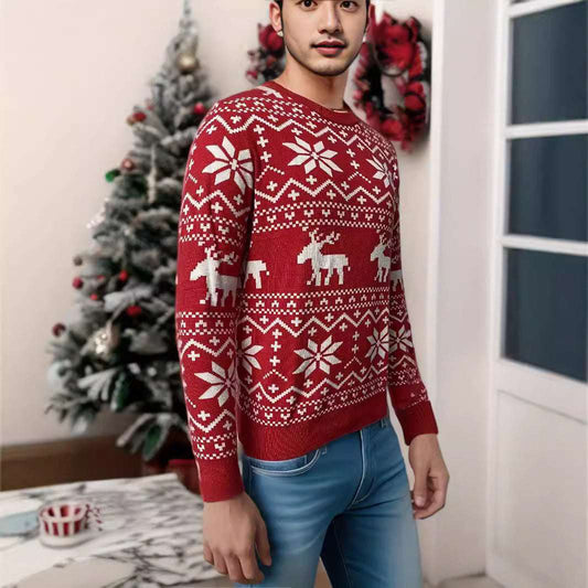 Women's Christmas Round Neck Loose Long Sleeves Sweater - globaltradeleader