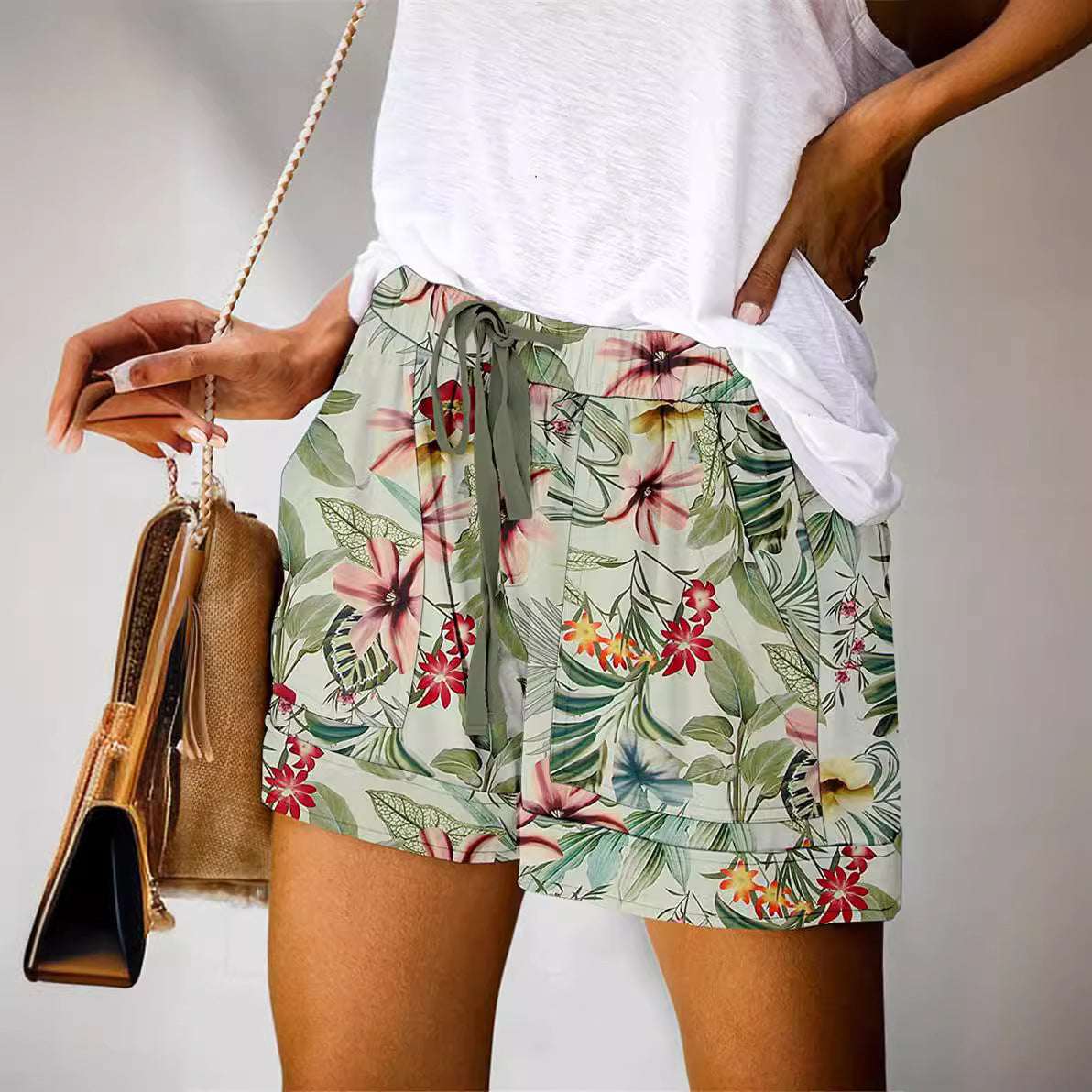Summer Printed High Waist Straight Shorts Women's Casual Pants - globaltradeleader