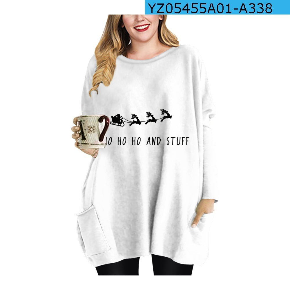 Long Christmas Snowflake Element Round Neck Dress - globaltradeleader