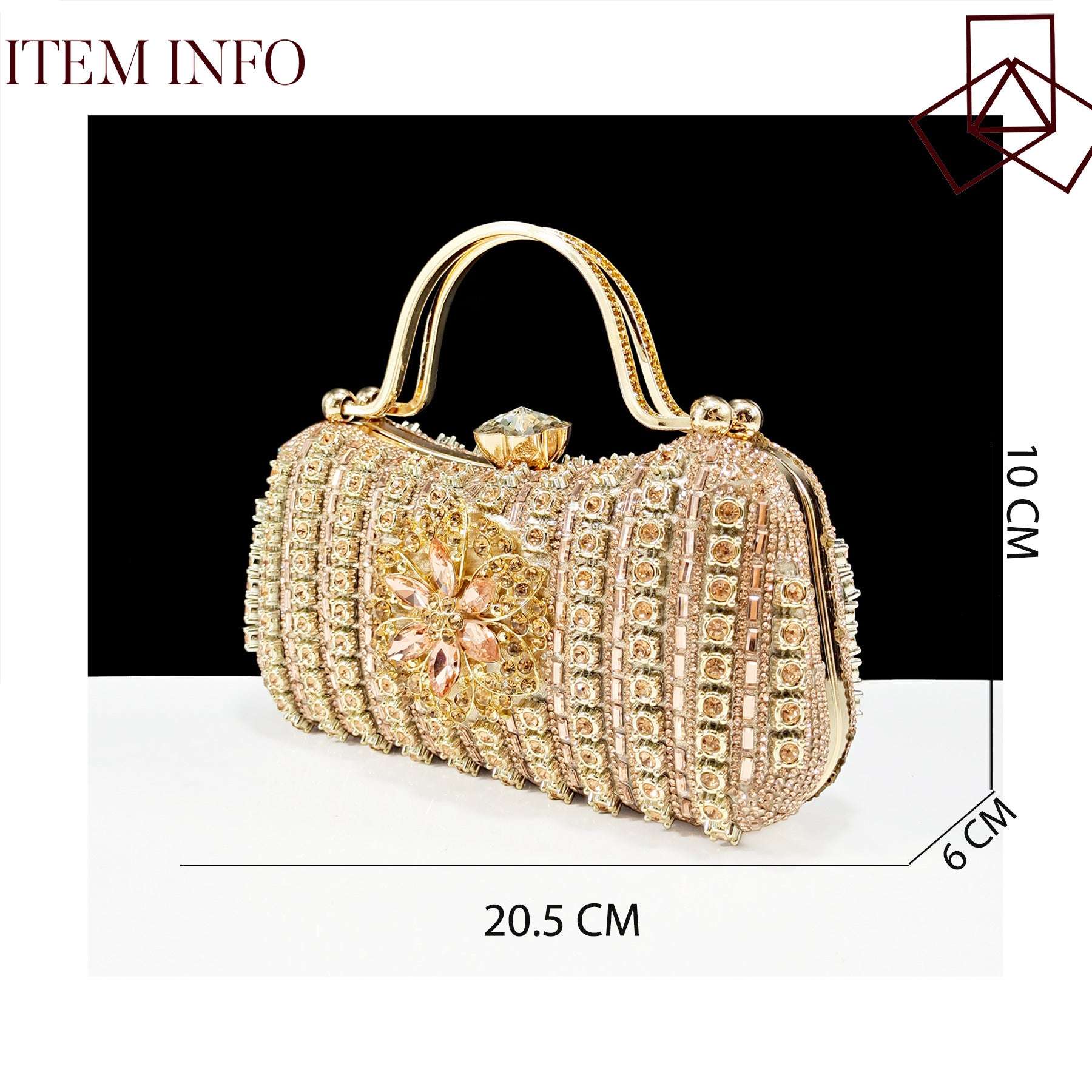 Sexy Women's Shoes And Bags Suit Drill Buckle Flower Decorative Ankle Drill Chain With Hard Clutch - globaltradeleader
