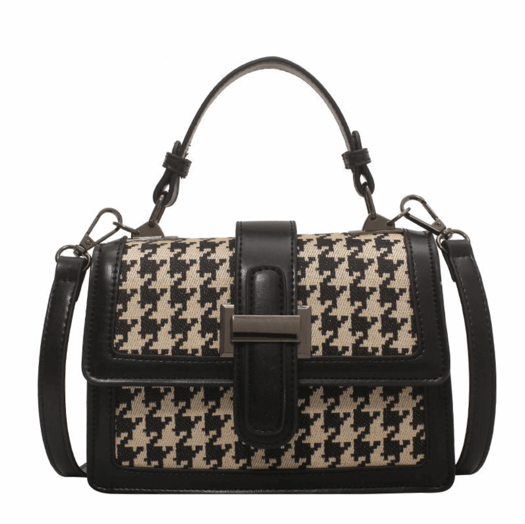 Houndstooth Small Shoulder Messenger Bag College Students Portable Large Capacity