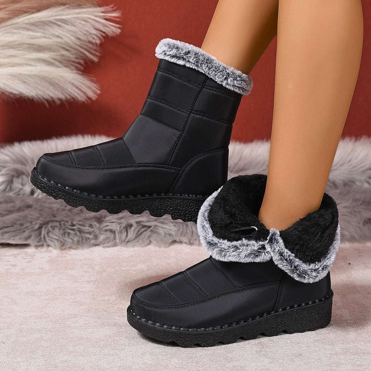 Women's Snow Boots Plus Size Wear-resistant Comfortable Warm Boots - globaltradeleader